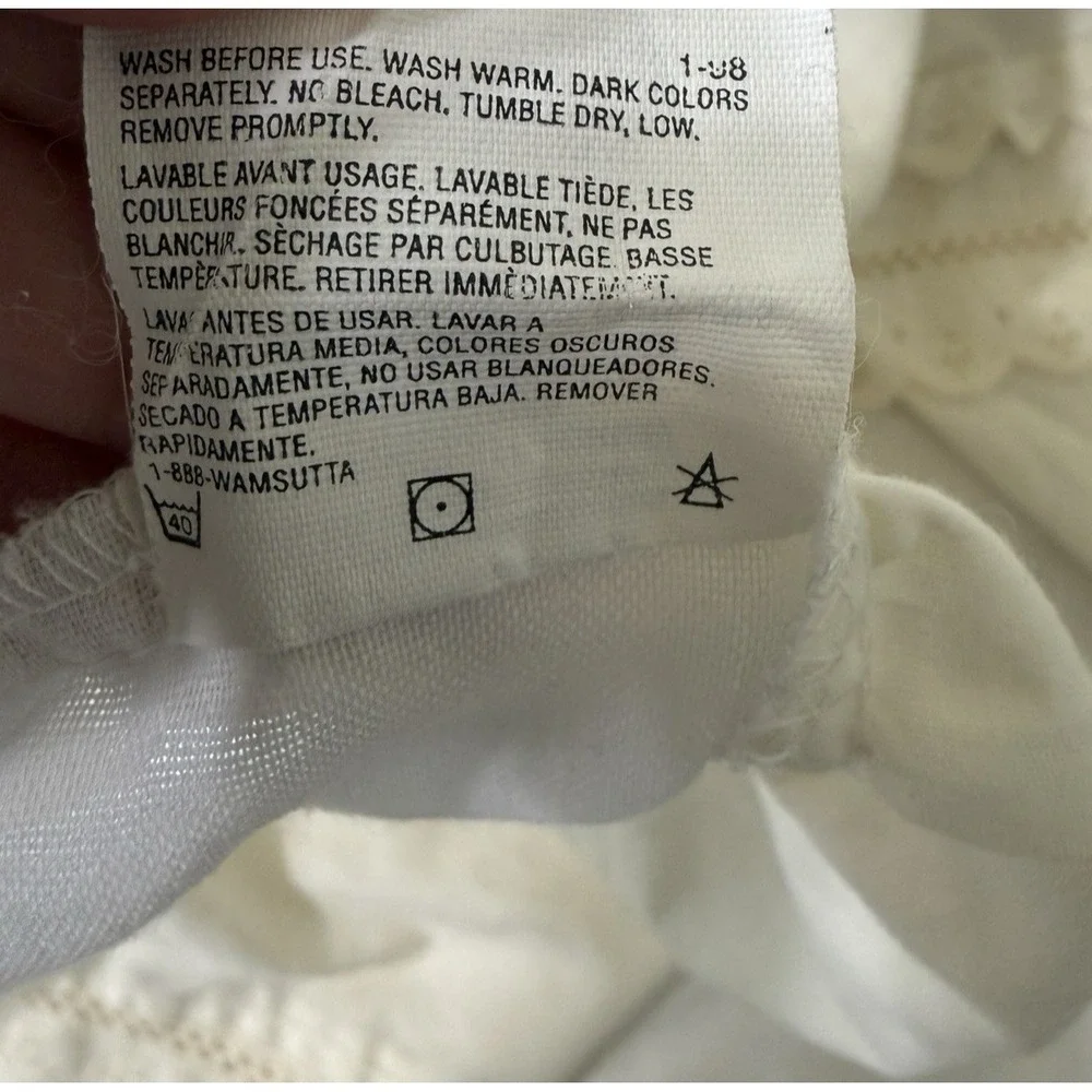Vtg Twin Bedskirt Ruffle Eyelet Lace Embroidered Cream Cottage Farmhouse‎ Flaws